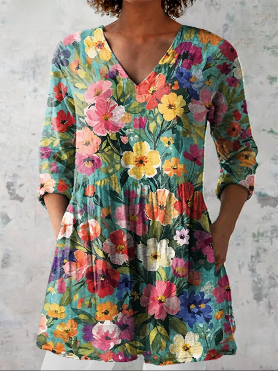 Nora | Long Blouse with V-Neck