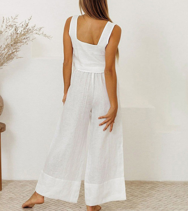 Evelyne - Luxe Minimalist Top & Wide-Leg Pants Set