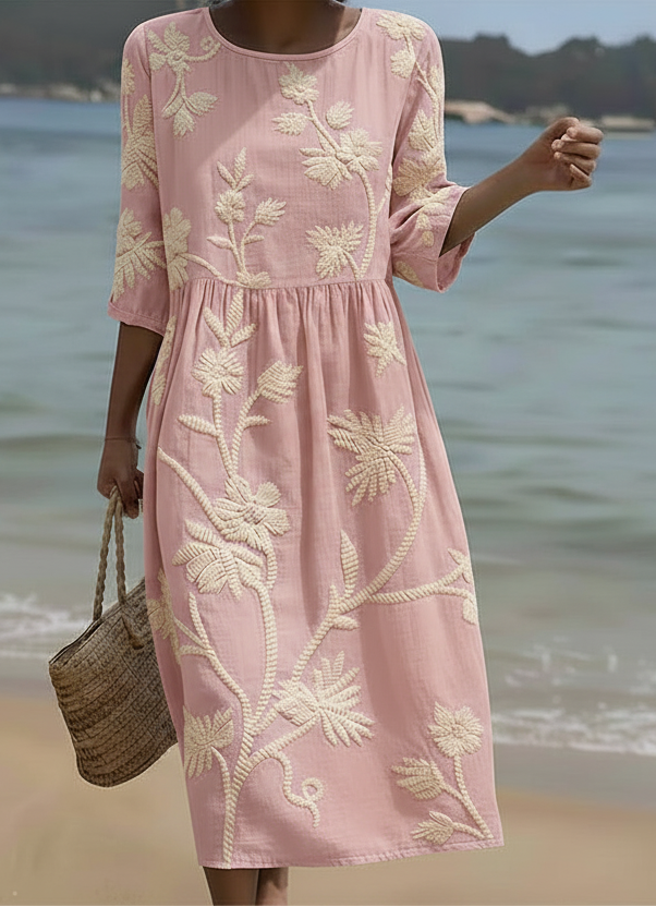 Phoebe | Plant & Flower Print Midi Dress