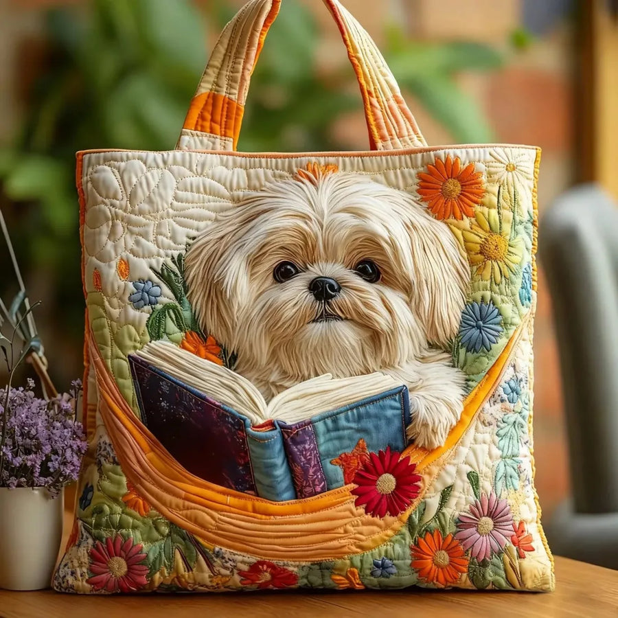 Handmade Bag - Shih Tzu and Books