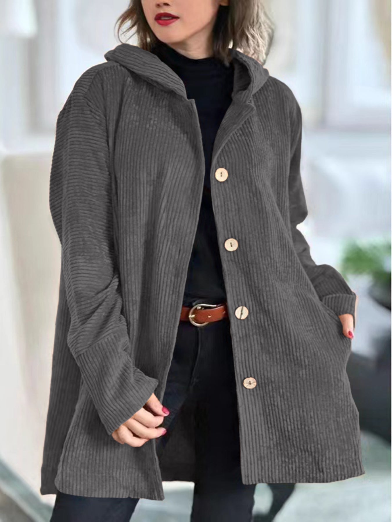 Lydia™ - Cozy Corduroy Hooded Jacket