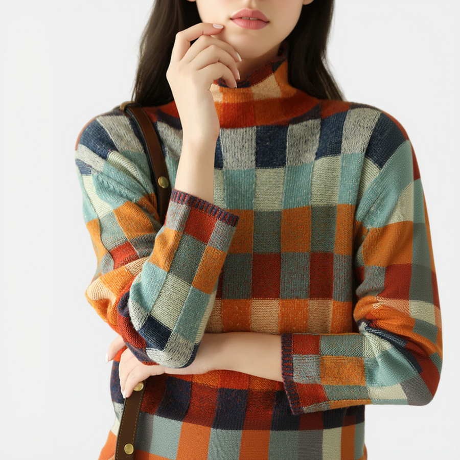 Kassandra | Chic Patchwork Turtleneck Sweater