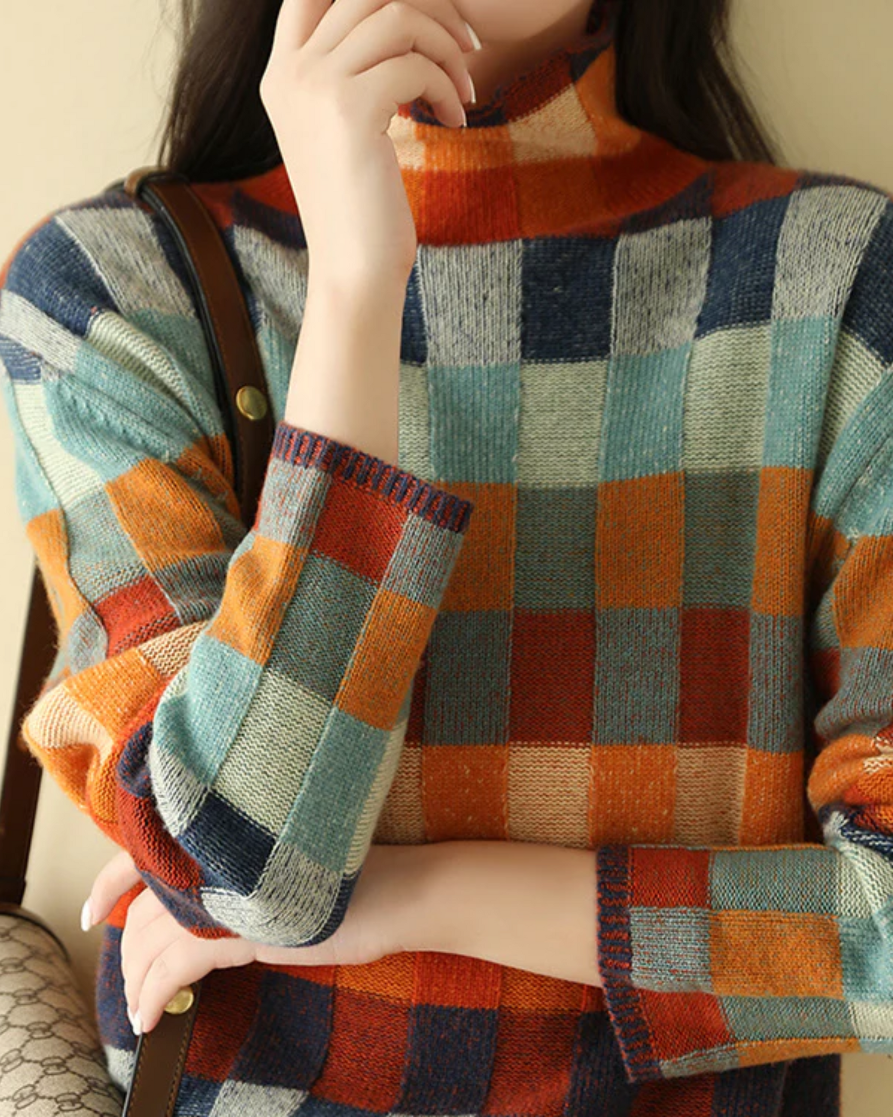 Madi - Cashmere Luxe Patchwork Turtleneck
