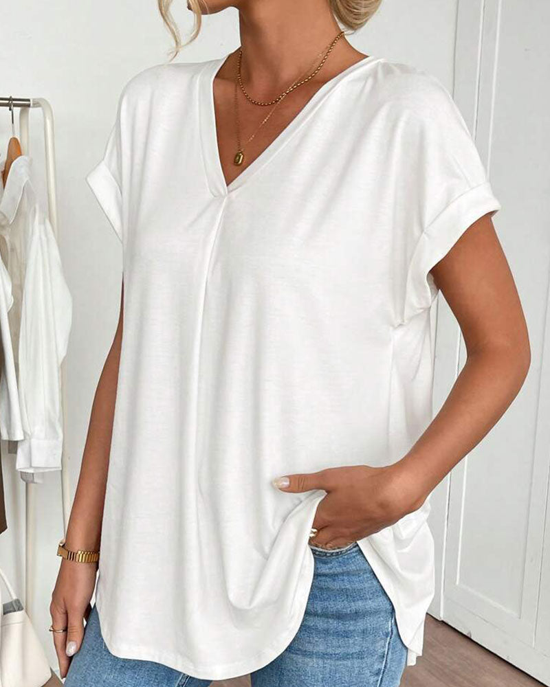 ESTRID - STYLISH SHORT SLEEVE PATCHWORK T-SHIRT