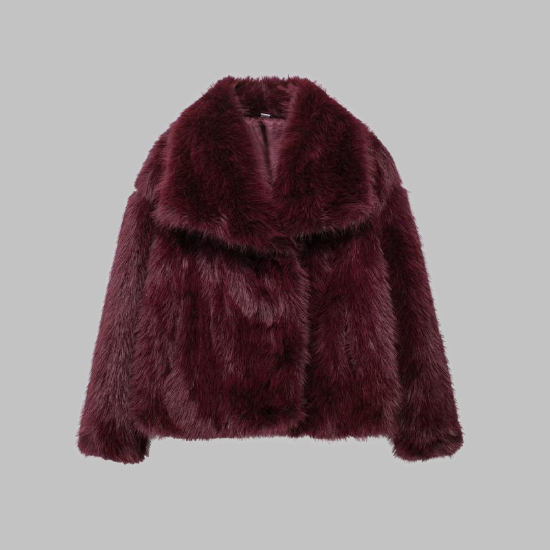 WEENA™ - Classy Long Sleeve Collared Fuzzy Coat