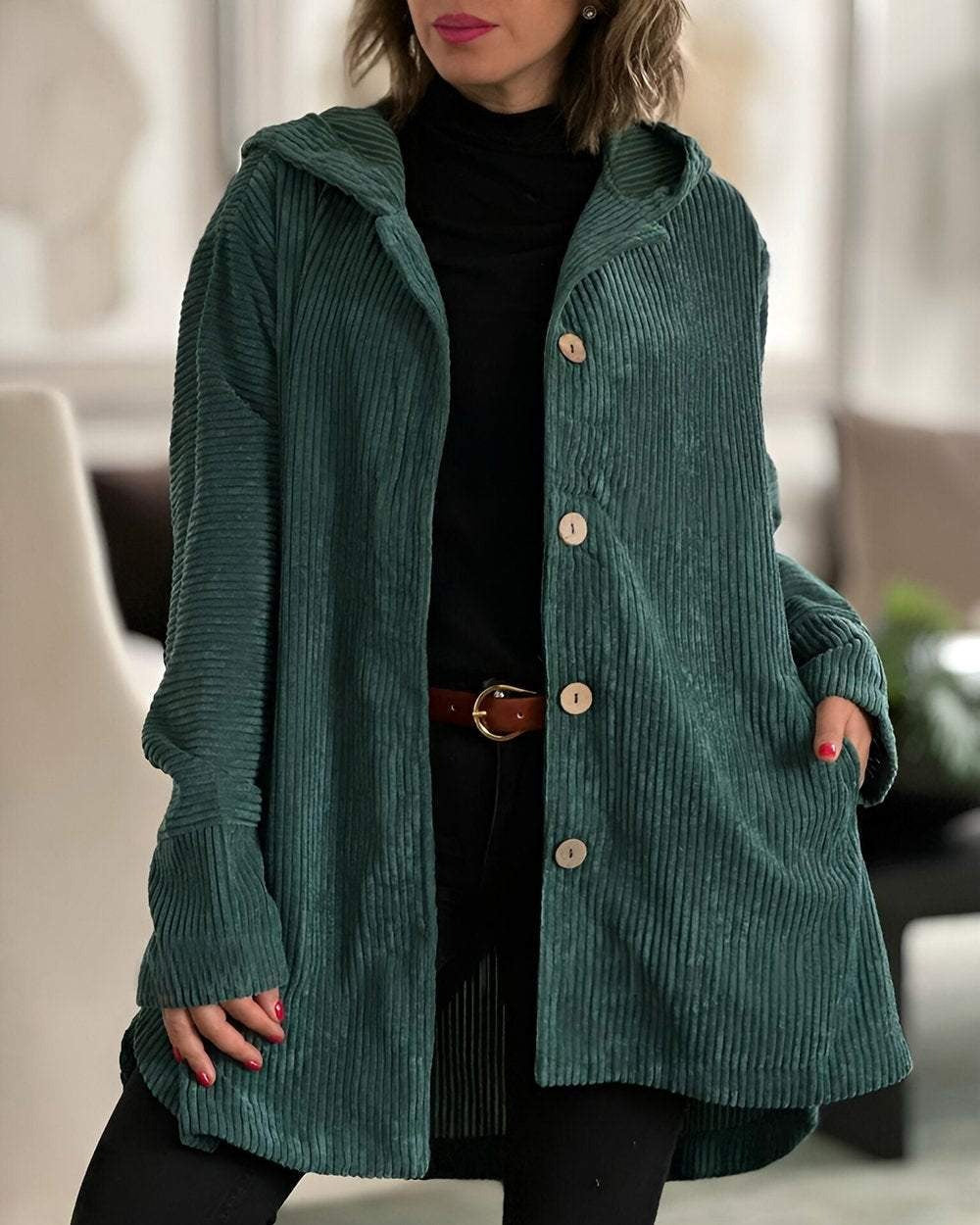 Lydia™ - Cozy Corduroy Hooded Jacket