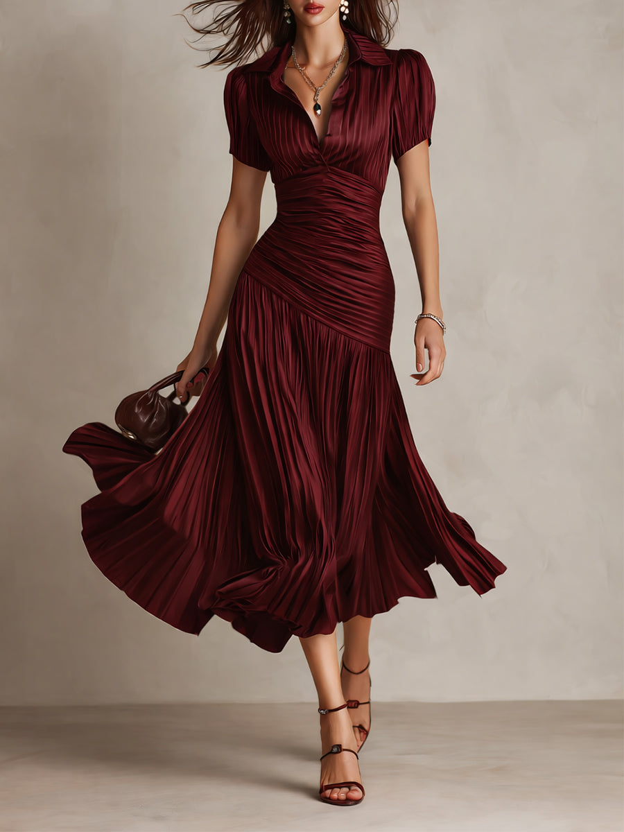 Adriana - Retro Stripe Satin Midi Dress for Women