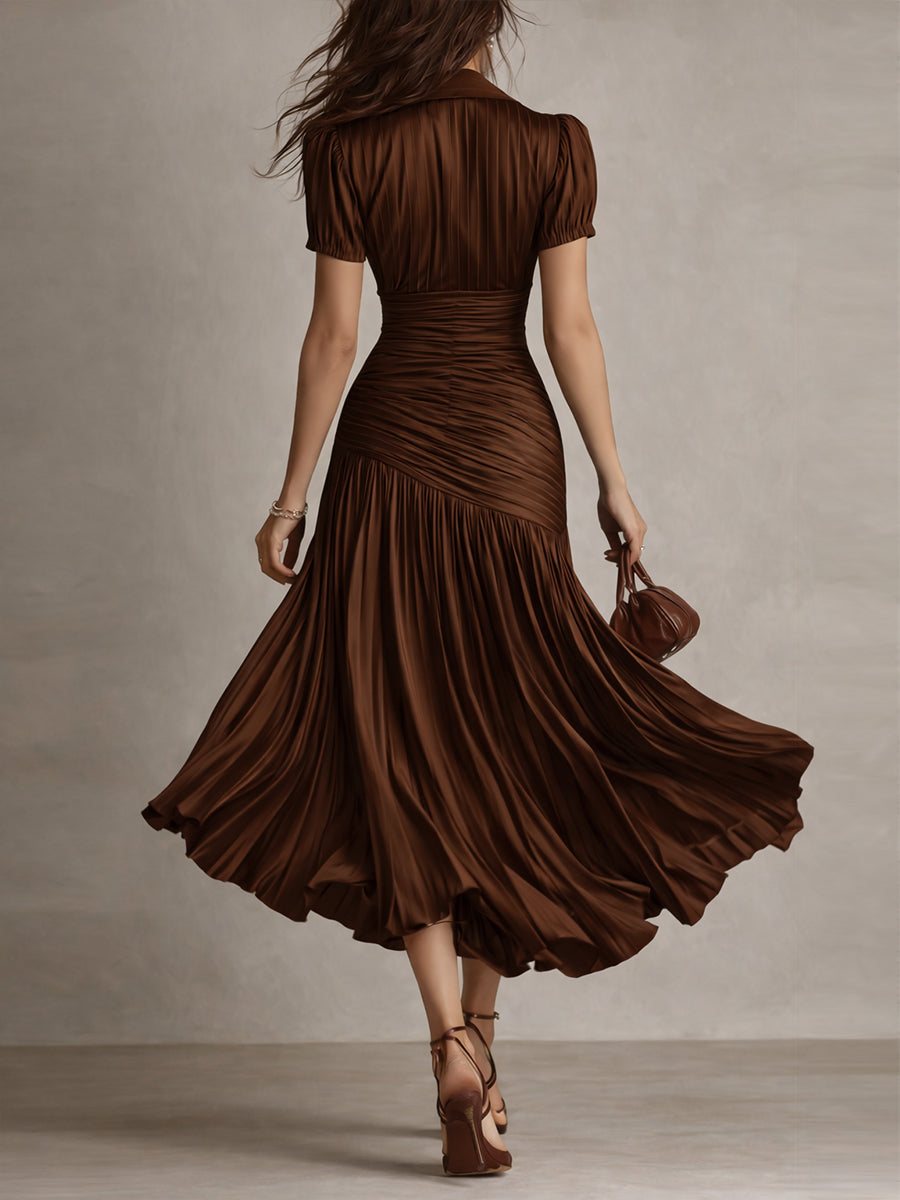Adriana - Retro Stripe Satin Midi Dress for Women