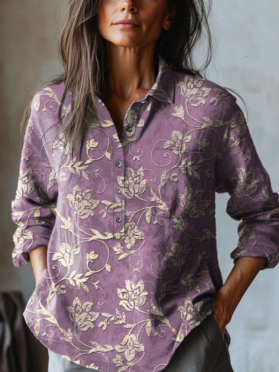 Floral Embroidered Linen Shirt