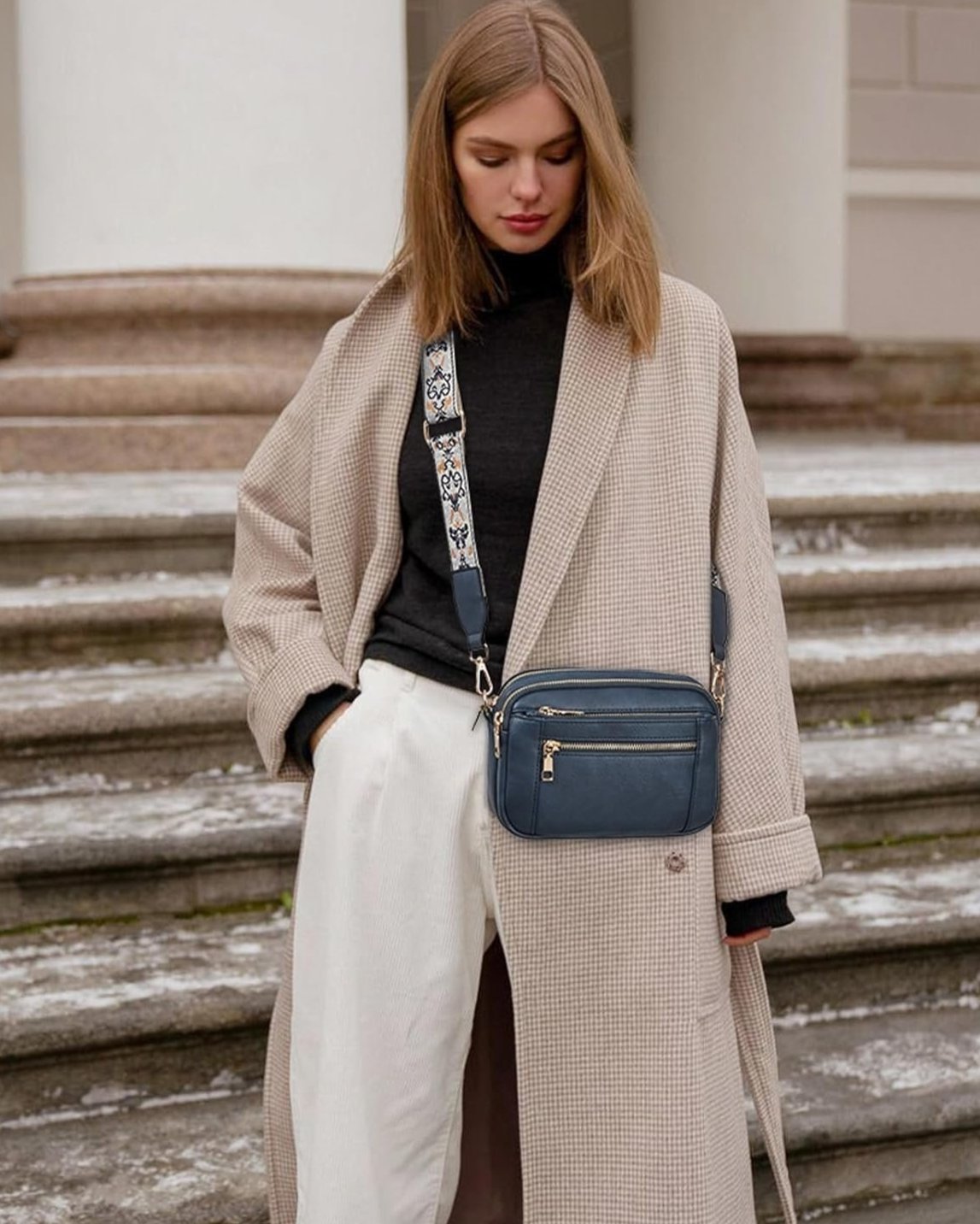 Erikka | Elegant crossbody bag with patterned adjustable strap