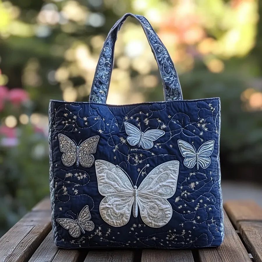 Handmade Bag - Silver Butterflies