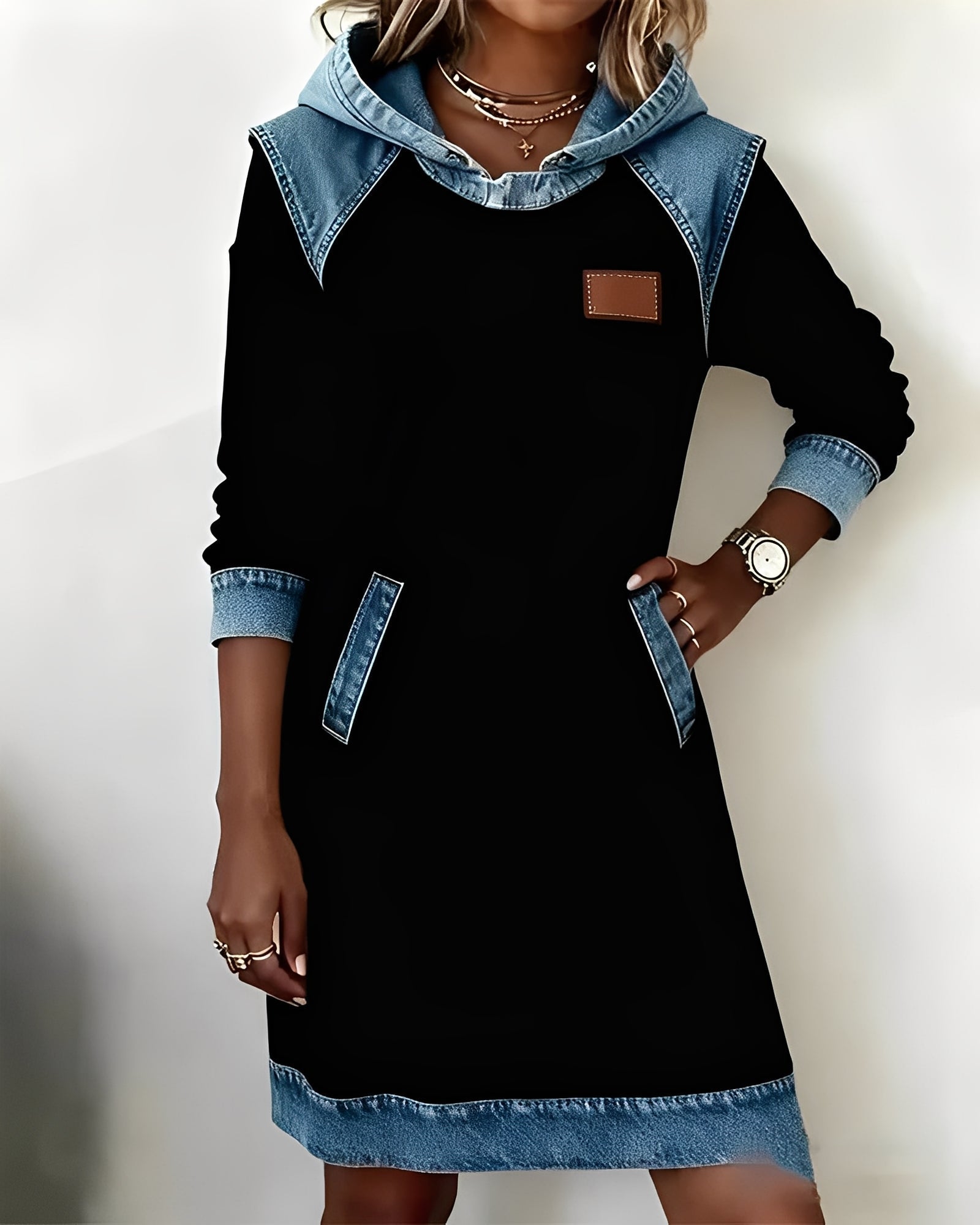 Annika | Hooded Dress with Contrast Panels