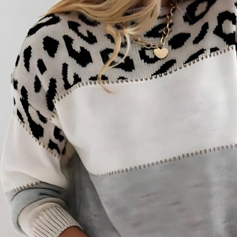 Leopard Accent Knit Sweater