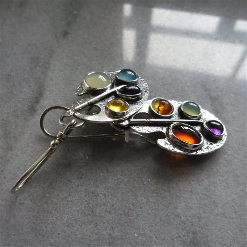 Multicoloured Stone Vintage Earrings
