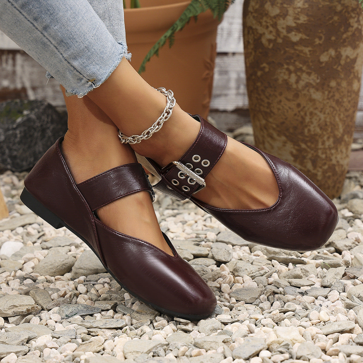 Merlot Mary Jane Flats