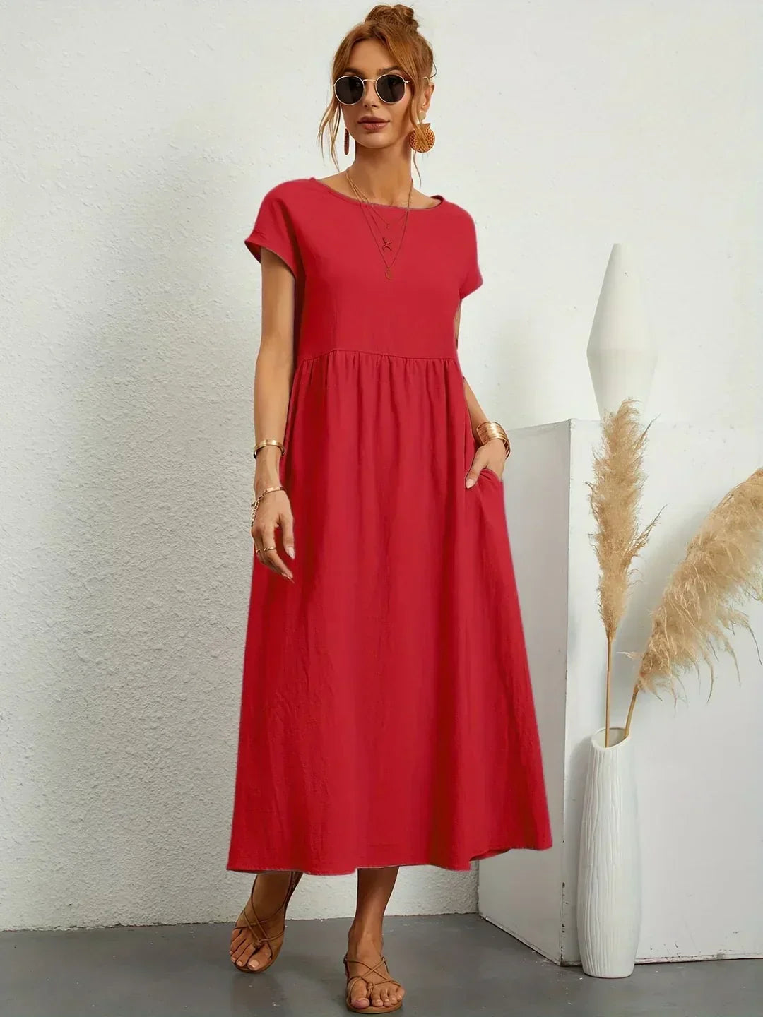 Gabrielle™ — Fluid Midi Dress Timeless Elegance