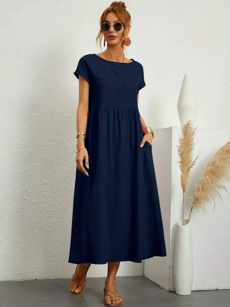 Gabrielle™ — Fluid Midi Dress Timeless Elegance