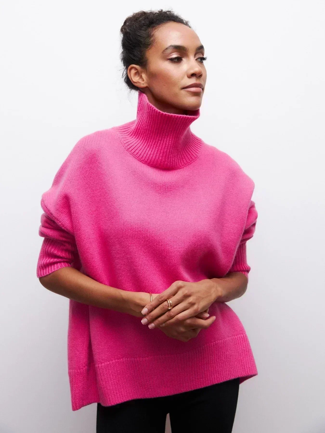 Elegant Oversized Turtleneck Knit Sweater