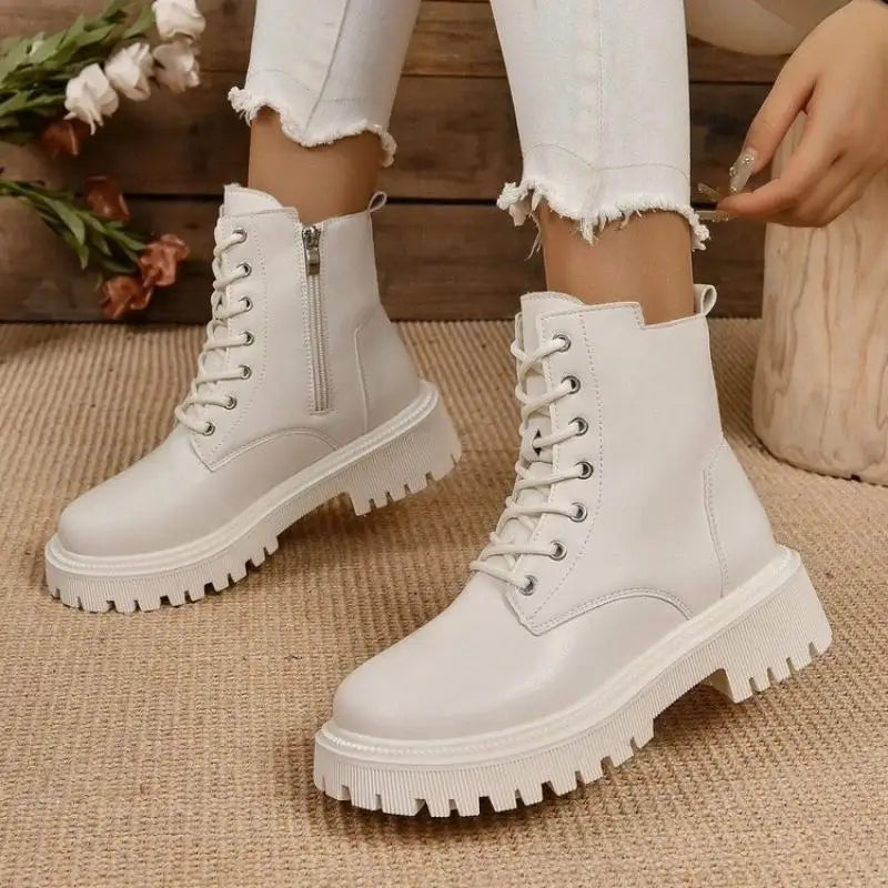 ChicPlush™ Women's Plush Lace-Up Ankle Boots