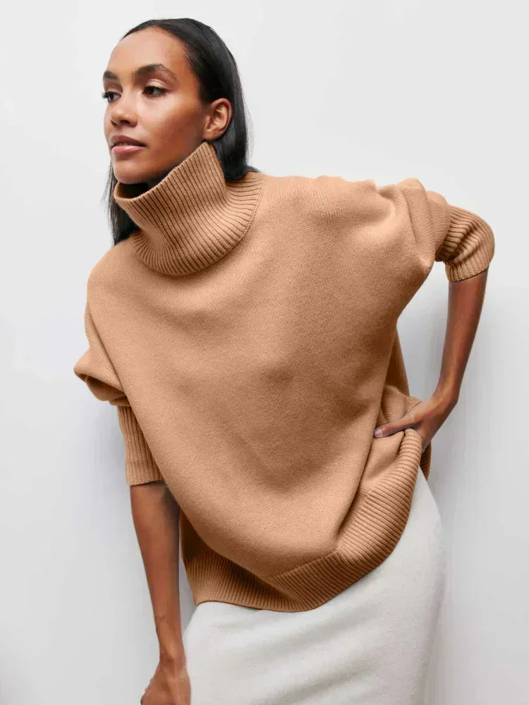 Elegant Oversized Turtleneck Knit Sweater