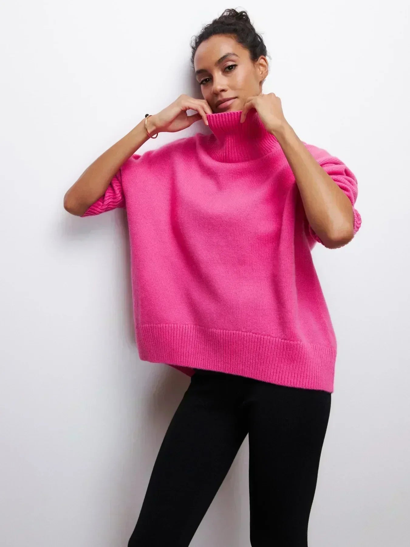 Elegant Oversized Turtleneck Knit Sweater