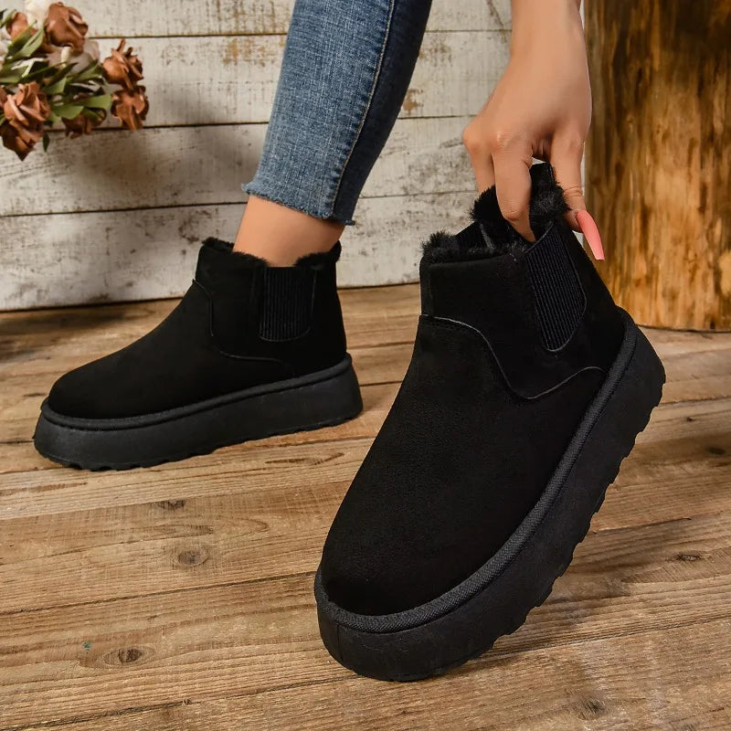 SnowLuxe™ | Women's Suede Fur Ankle Boots
