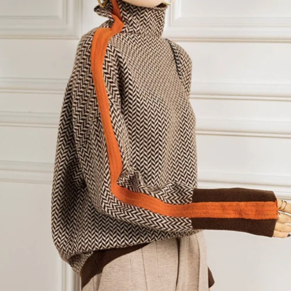 Herringbone Luxe Turtleneck