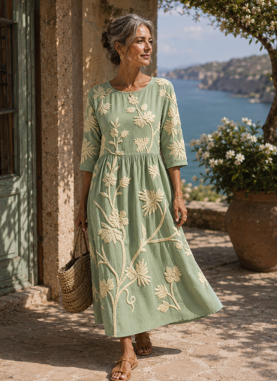 Gwen | Plant & Flower Print Midi Dress