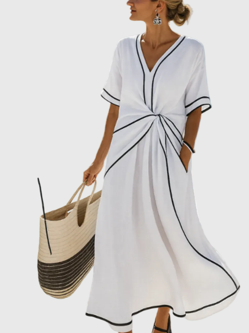 Ryza | Draped Coastal Maxi Dress
