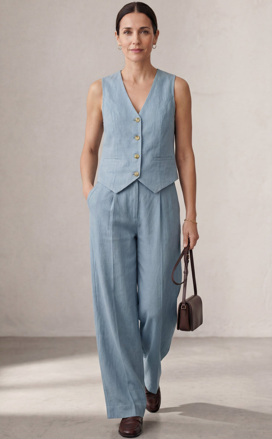 Aira | Elegant Two-piece Set with Vest and Wide-leg Trousers