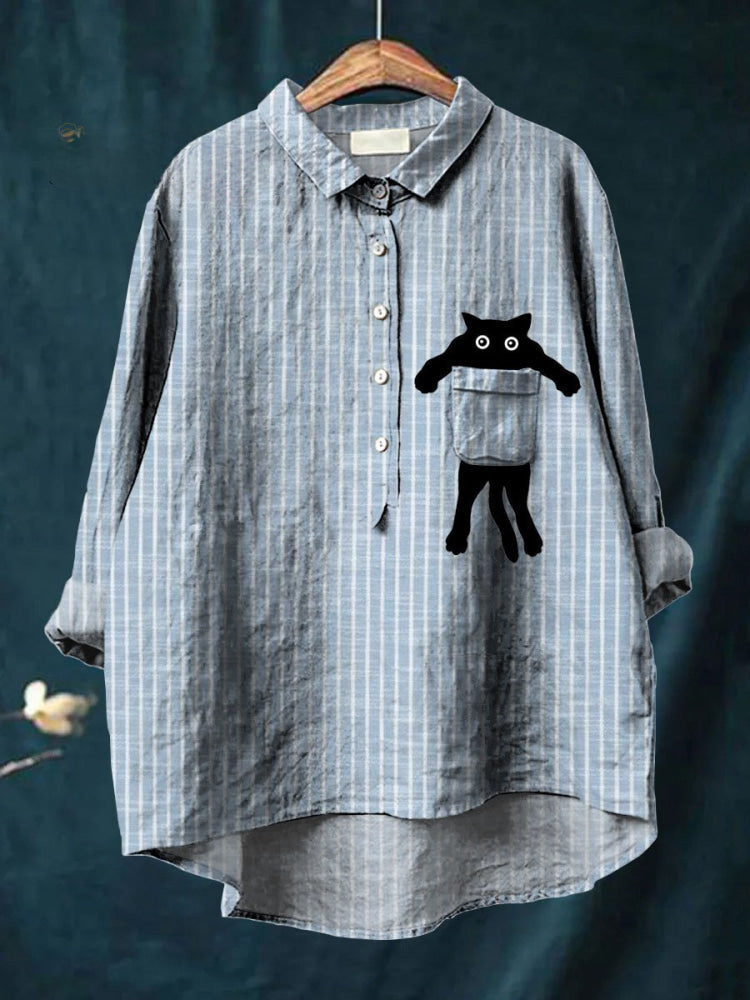 Cute Cat Pocket Shirt