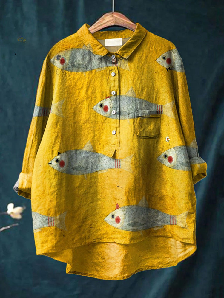 Playful Fish Print Shirt
