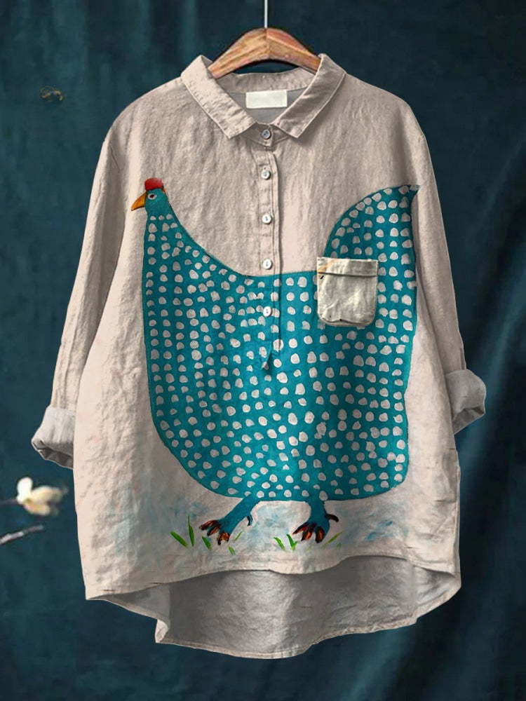 Playful Polka Dot Chicken Shirt
