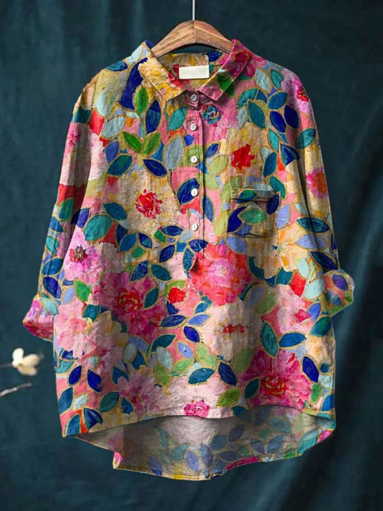 Vibrant Floral Embroidered Shirt