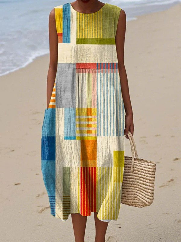 Women's Geometric Jersey Midi Dress