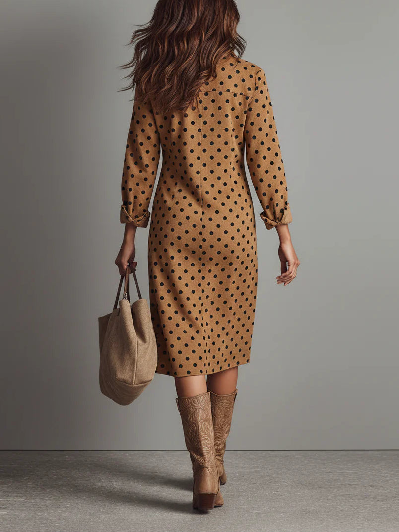 Claudia | Polka Dot Faux Leather Midi Dress