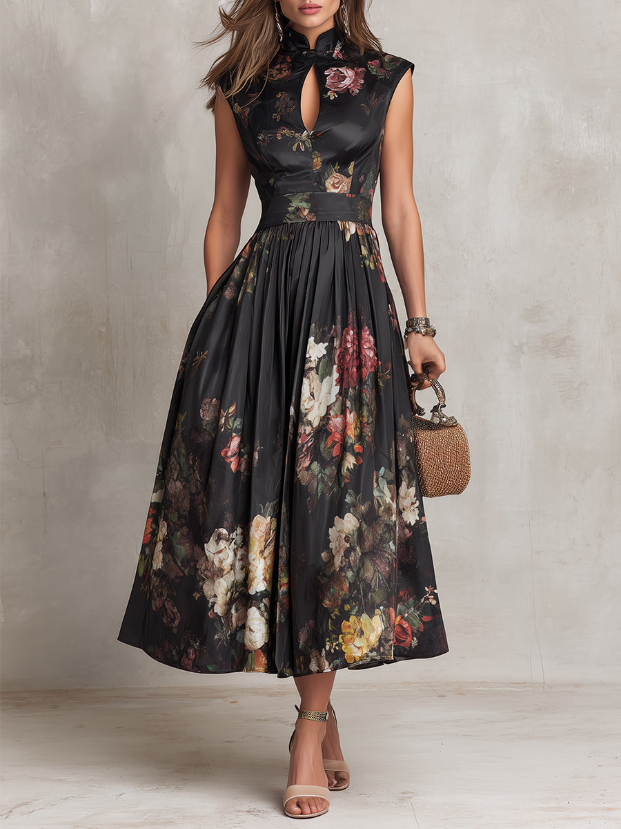 Violetta - Pleated Satin Midi Dress for Women