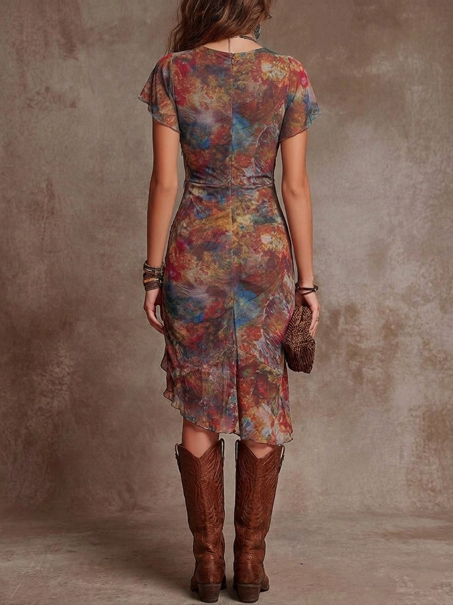 Martina · Midi Pleated Bohemian Dress for Women
