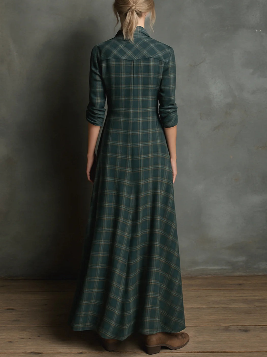Livia - Long Dress with Shirt Collar for Women