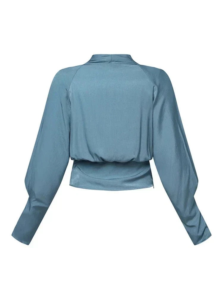 MARIELLE – ELEGANT DRAPED V-NECK BLOUSE