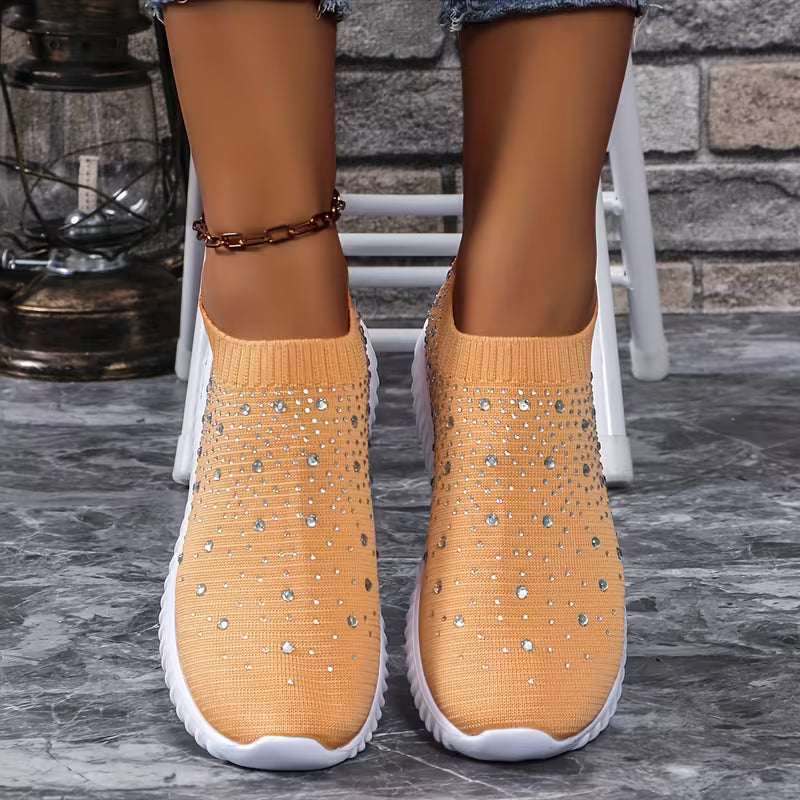 GLITZ | CHUNKY-SOLE RHINESTONE SLIP-ON SNEAKERS