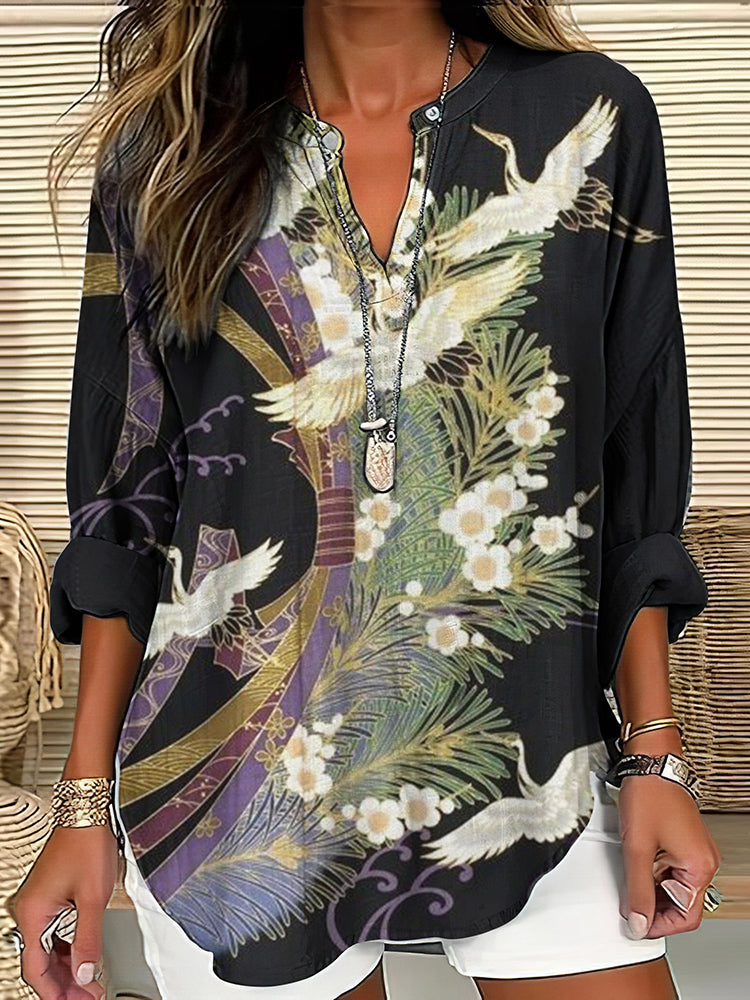 Narissa | Elegant Flight Print Blouse