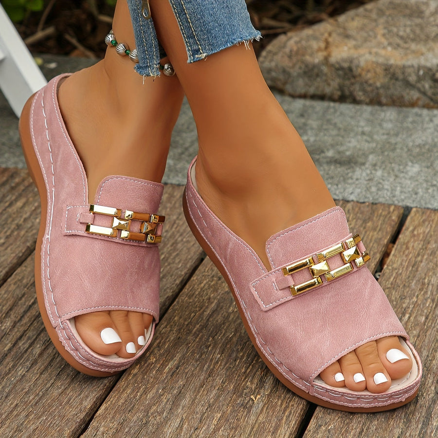 Romy™ Gold-Link Slide Sandals