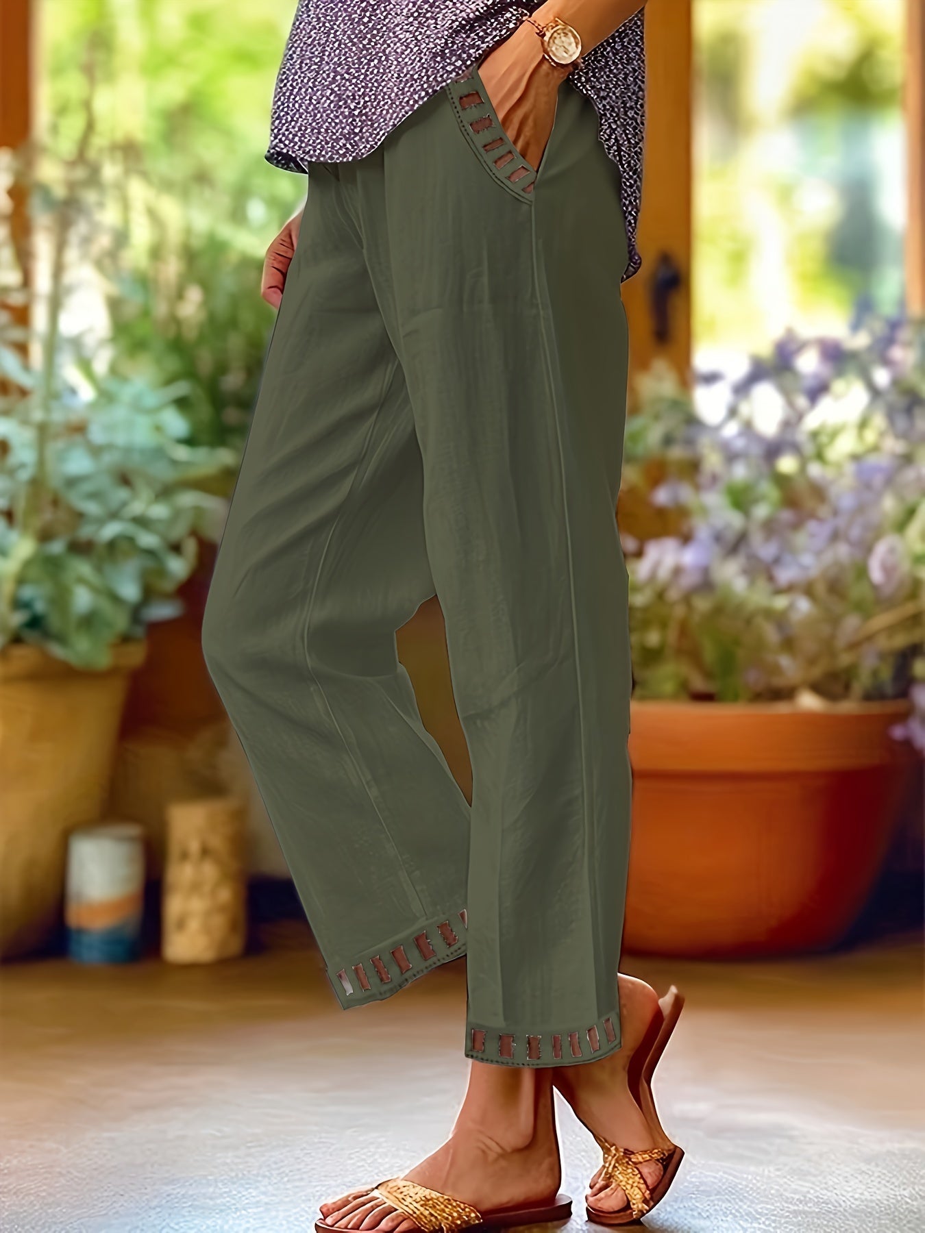 Wren – Relaxed Contrast Trim Cropped Pants