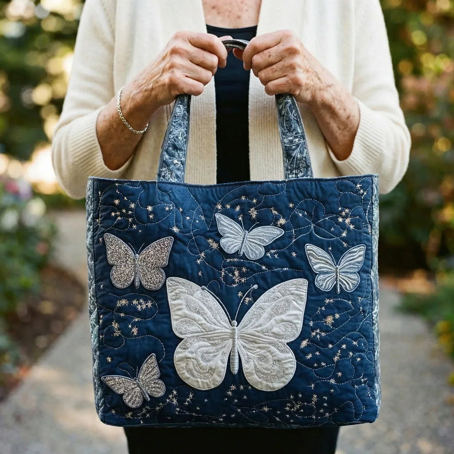 Handmade Bag - Silver Butterflies