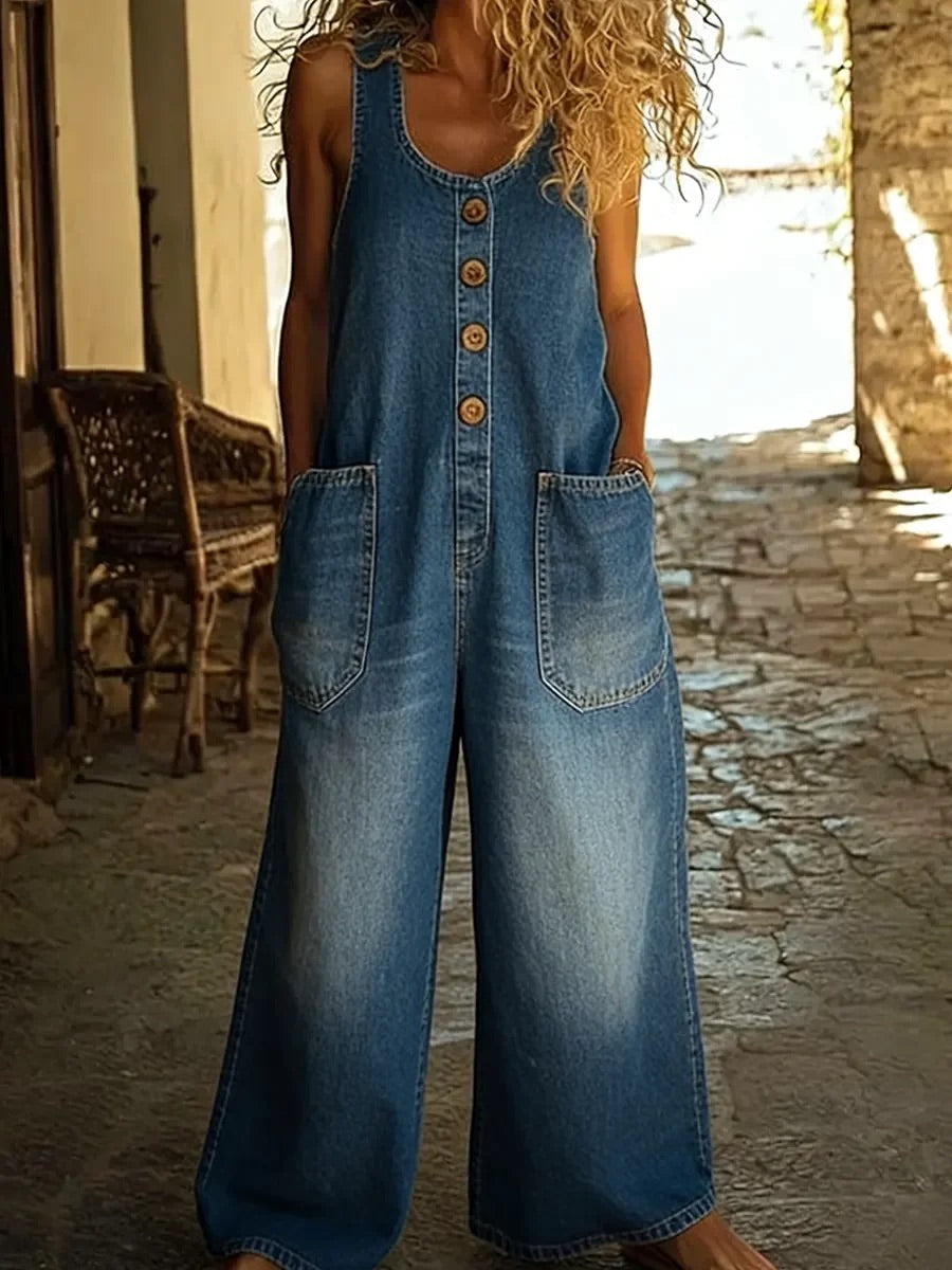 Ruth | Vintage Washed Cotton Denim Overalls